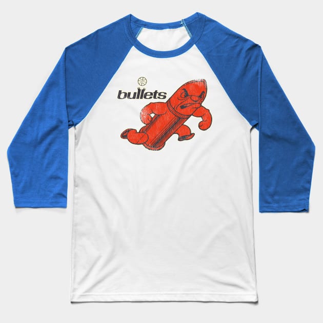 Bullet Man Retro Mascot Baseball T-Shirt by darklordpug